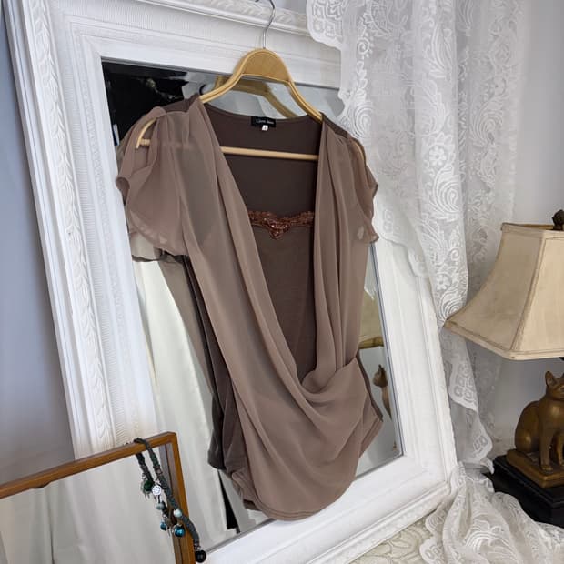 oriental brown see through tshirts
