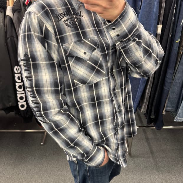 L)Jack Danils 빈티지 자수 체크 긴팔셔츠