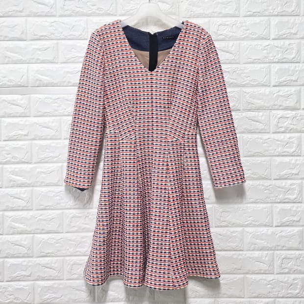 시슬리 핑크 트위드 원피스 S