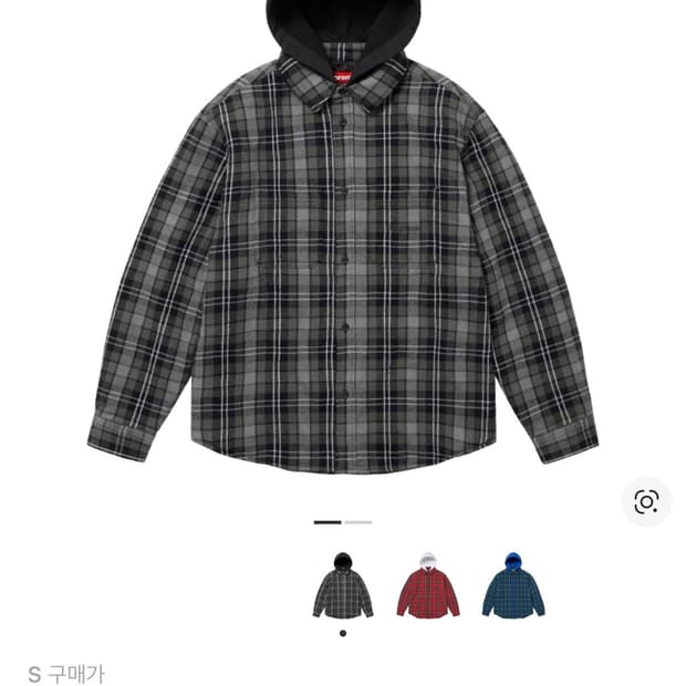 슈프림 타탄 플란넬 후드 셔츠 블랙