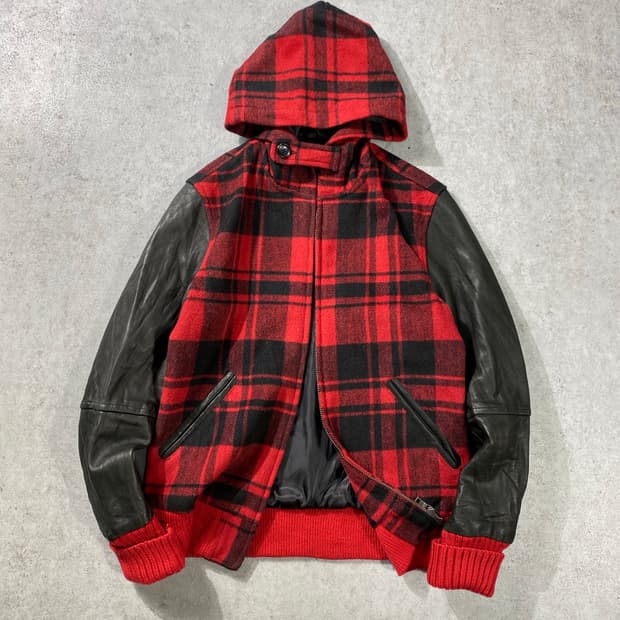 [M] Retro Grade 일본빈티지 투웨이 울 레더 후드집업 자켓