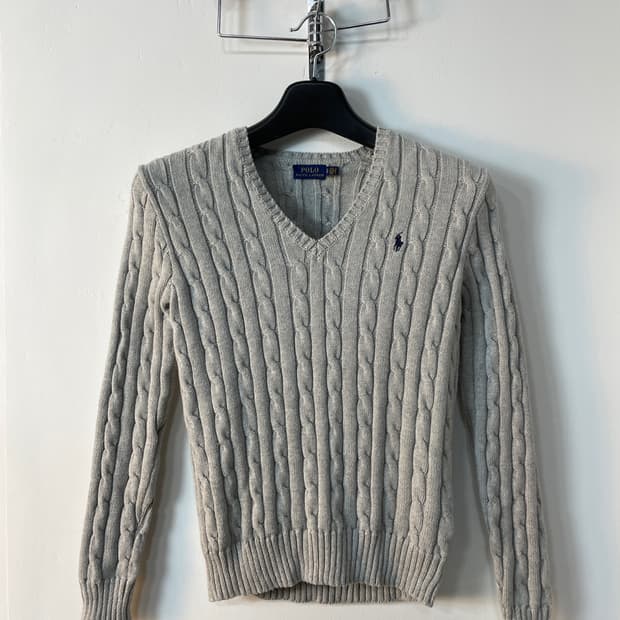 폴로 랄프로렌 브이넥 케이블 니트