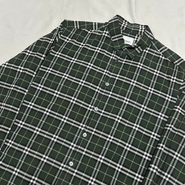 XL 버버리 그린 노바체크 셔츠