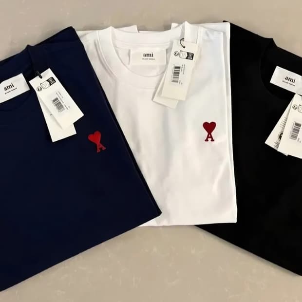 아미 스몰 로고 반팔티 (화이트, 블랙)