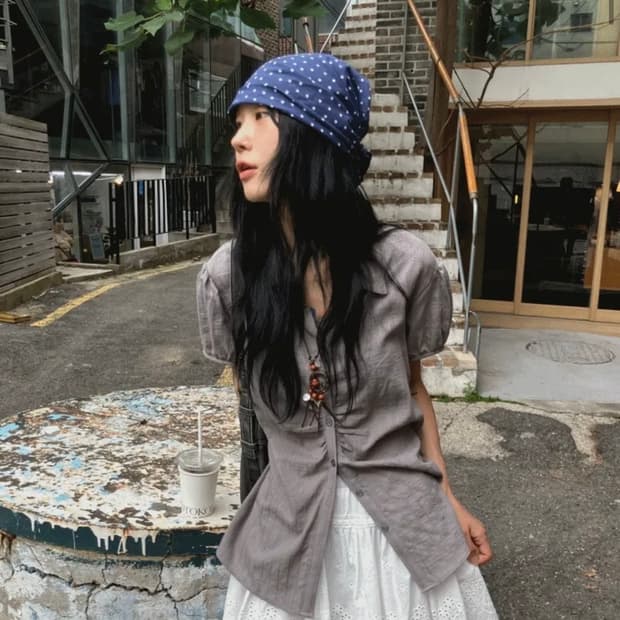 (새상품) 모래하우스 브리오 퍼프 셔츠