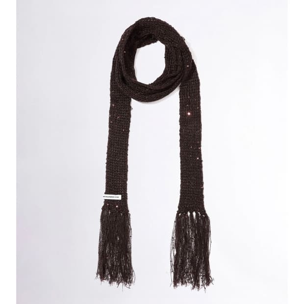 스컬프터 Skinny Sequin Scarf Brown