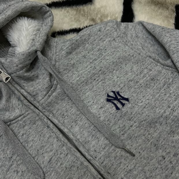 [L]MLB 뉴욕양키스 보아 후드집업/그레이