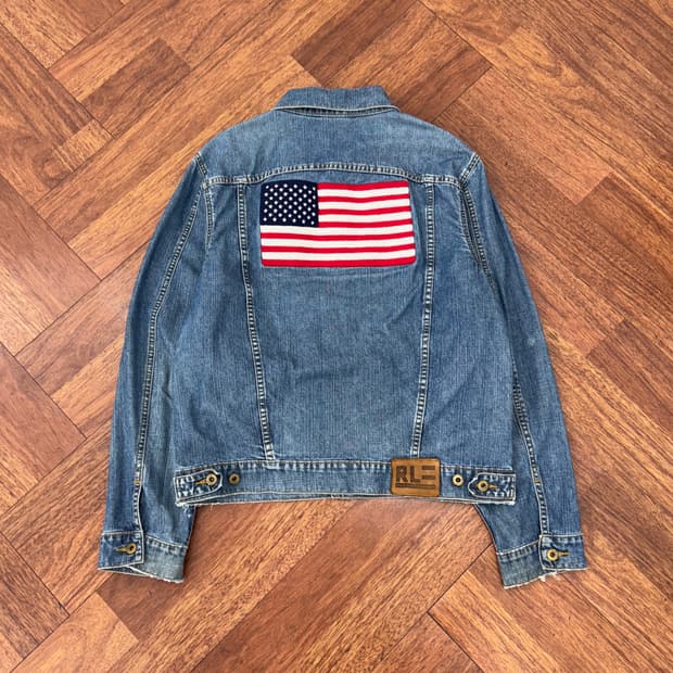 M(100) 폴로 랄프로렌 폴로 진스 성조기 90s 데님 자켓