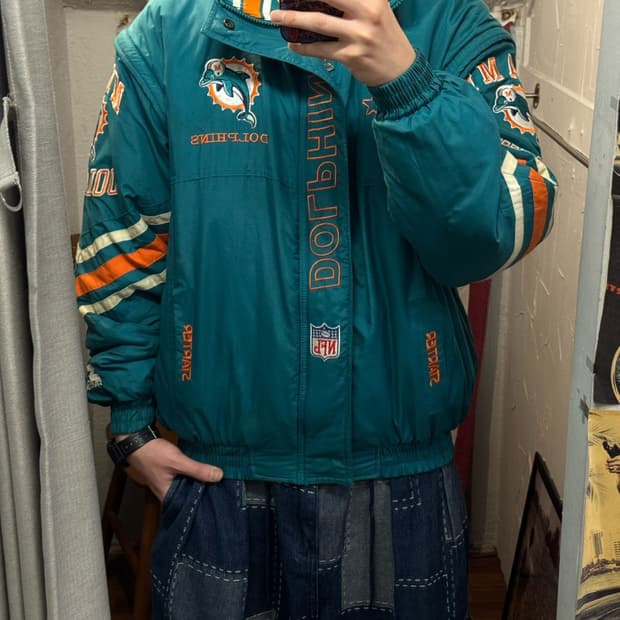90s 스타터 X NFL 프로 라인 마이애미 돌핀스 나일론 점퍼
