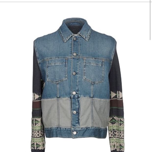 메종 마르지엘라 니트 믹스 데님 자켓