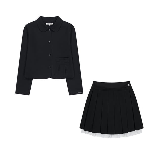 코이세이오 셋업 블랙 리본자켓 플리츠스커트 뉴진스 해린 2size