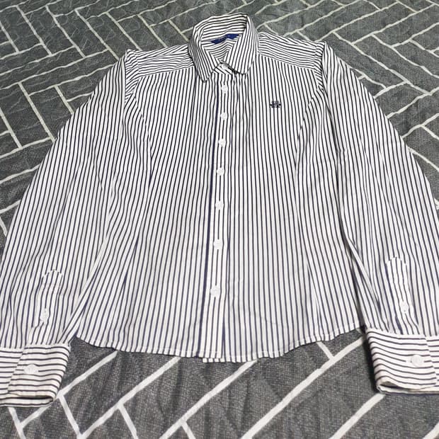 KEITH 스트라이프 긴팔 블라우스 네이비 (S)