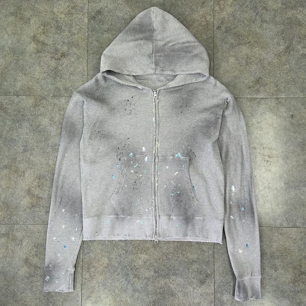 빈티지 와플 후드집업