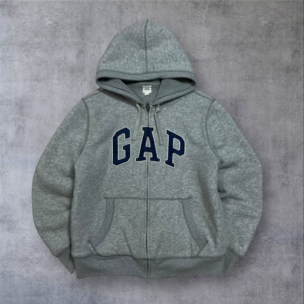 GAP 스펠아웃 빅로고 그레이 후드 집업