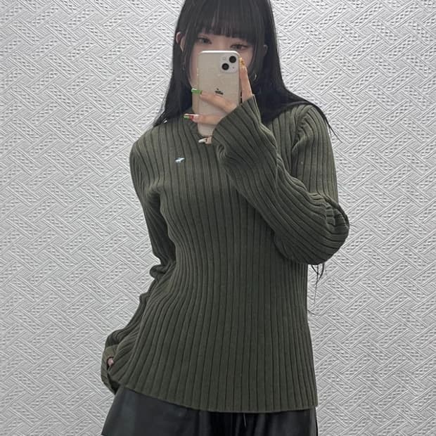 아베크롬비 빈티지 캐주얼 여리핏 딥말차카키 니트 M C09550