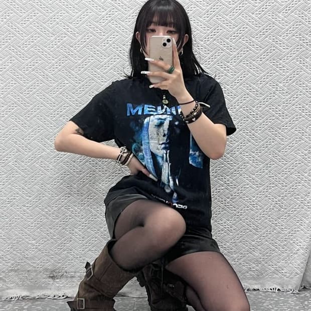 H&M 올드스쿨 스트릿 펑크 에미넴 프린팅 반팔티 M C10911