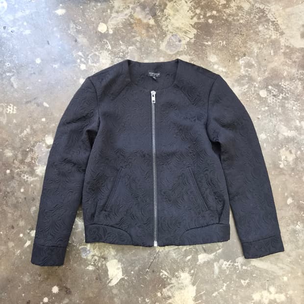 2) 탑샵 자가드 자켓 점퍼 자카드 블루종
