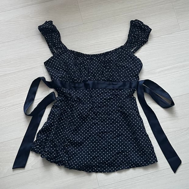 홀리스터 스모킹 뒷밴딩 베이비돌 린넨 리본 탑 반팔 블라우스