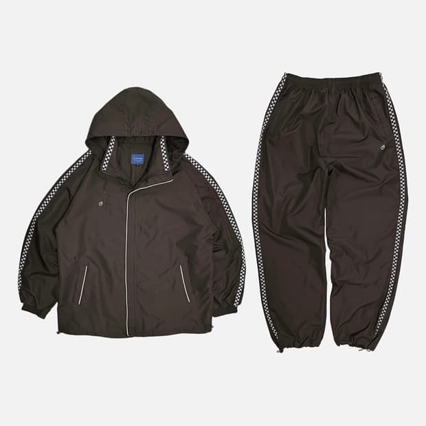 하이파이브 올드스쿨 브라운 테잎로고 바람막이 트레이닝 셋업