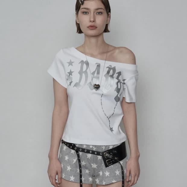 셋업이엑스이 BABY WIDE NECK TOP / WHITE (새상품)