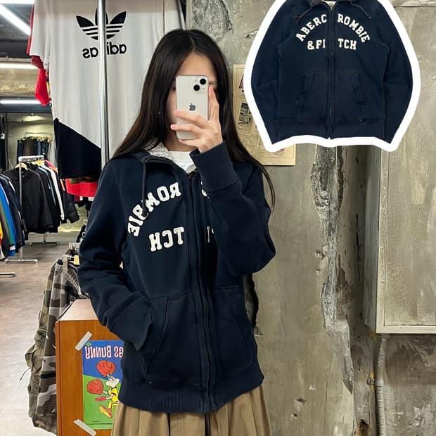 아베크롬비 양털 후드집업 네이비 S #csz1061