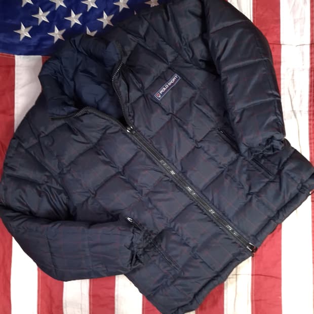 오리지날 90's 일본판 랄프로렌폴로 타탄체크 리버서블 패딩