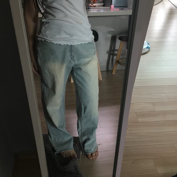 빈티지 워싱 연청 데님 청바지