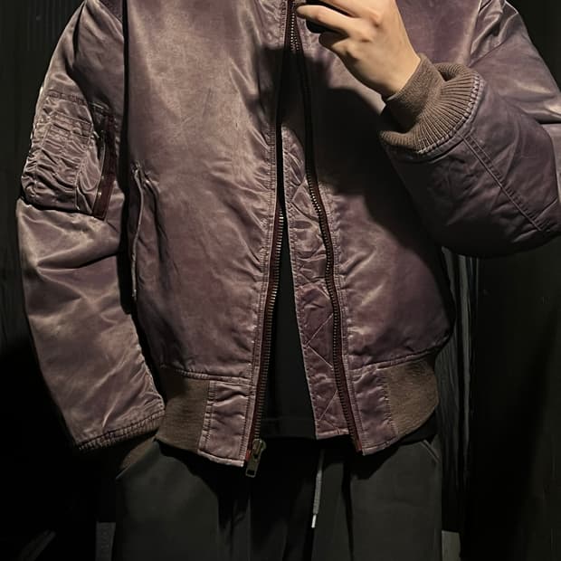 빈티지 피그먼트 퍼플 워싱 암포켓 올드스쿨 스트릿 항공점퍼 마원 MA1