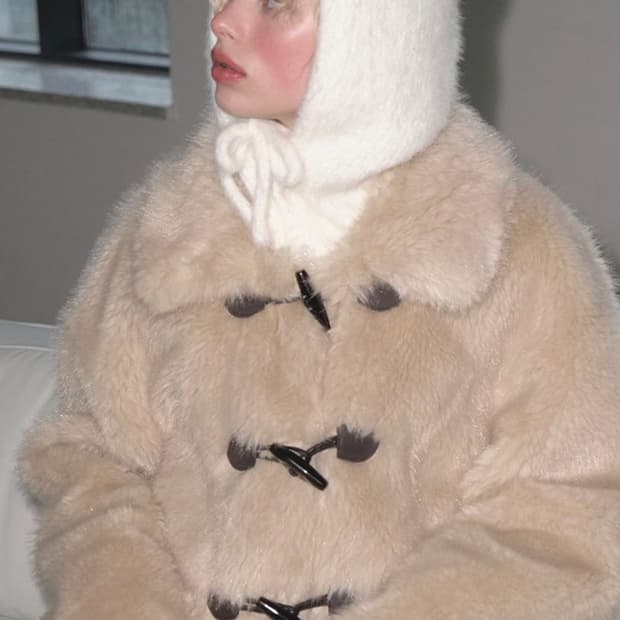 마가린핑거스 플러피 버튼 바라클라바 아이보리