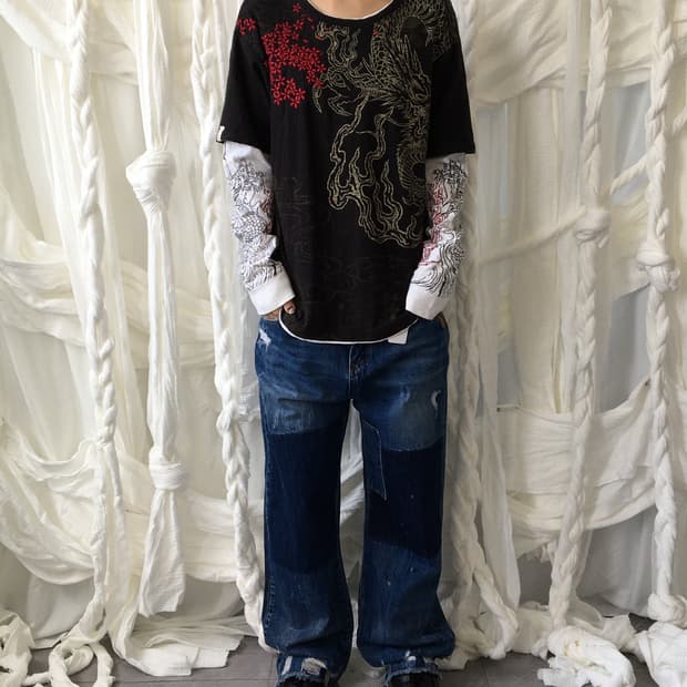 Oriental printing layered sleeve