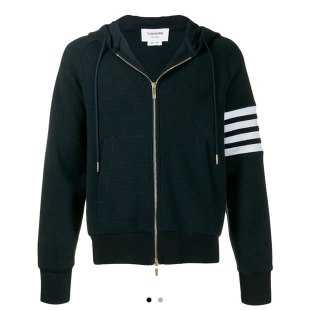 톰브라운 후드집업 사선완장 금장 네이비 (5)