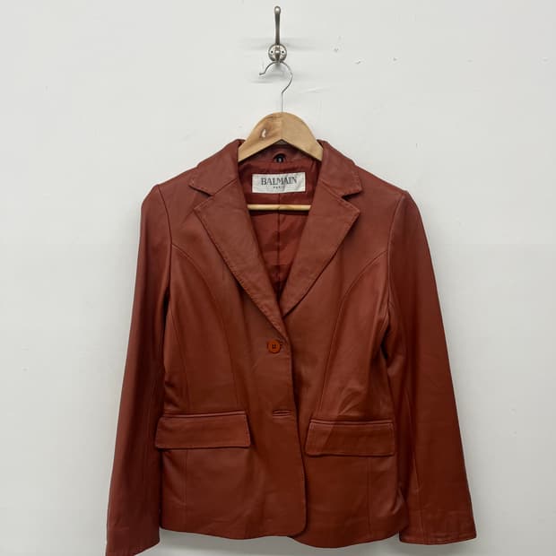 발망 버건디 가죽 자켓 여m