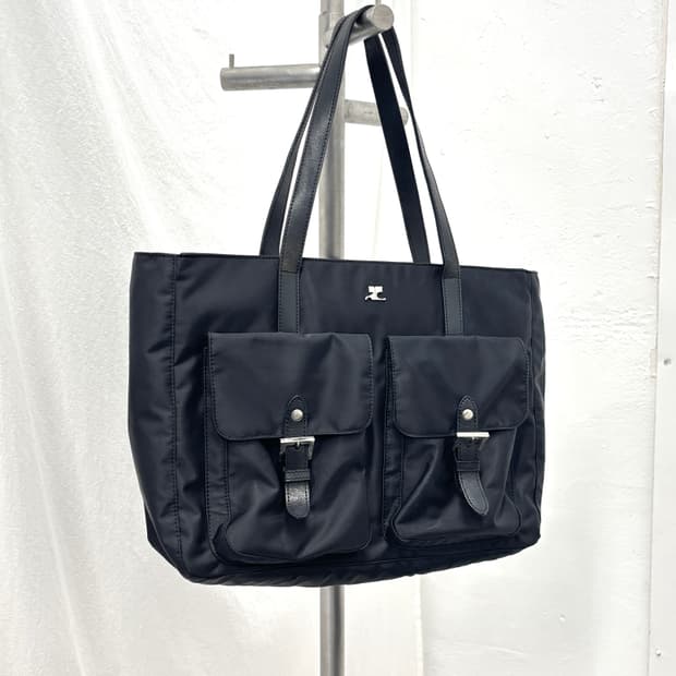 COURREGES double pocket nylon tote bag