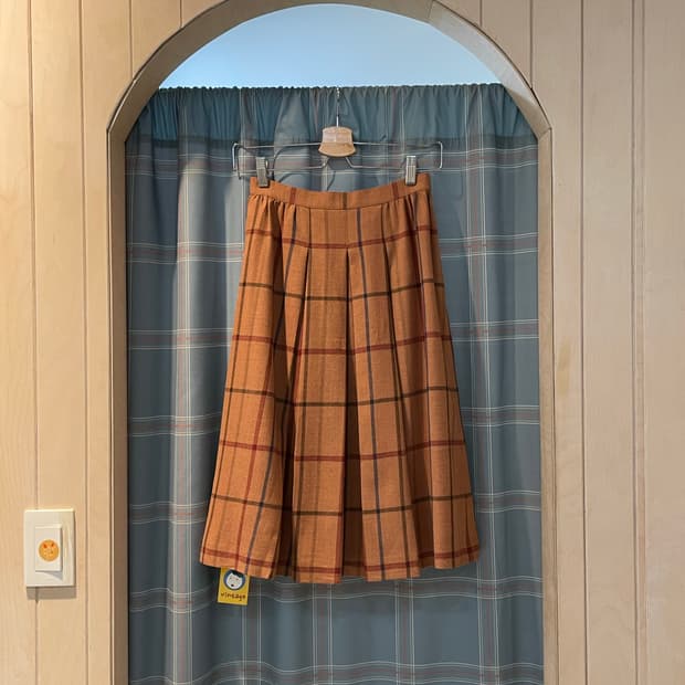 일본빈티지 체크주름스커트
