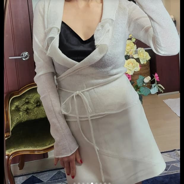 스페인 수입 망고 MNG 랩 가디건 아이보리 