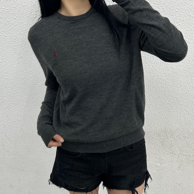 폴로 랄프로렌 버건디포니 차콜 니트 M
