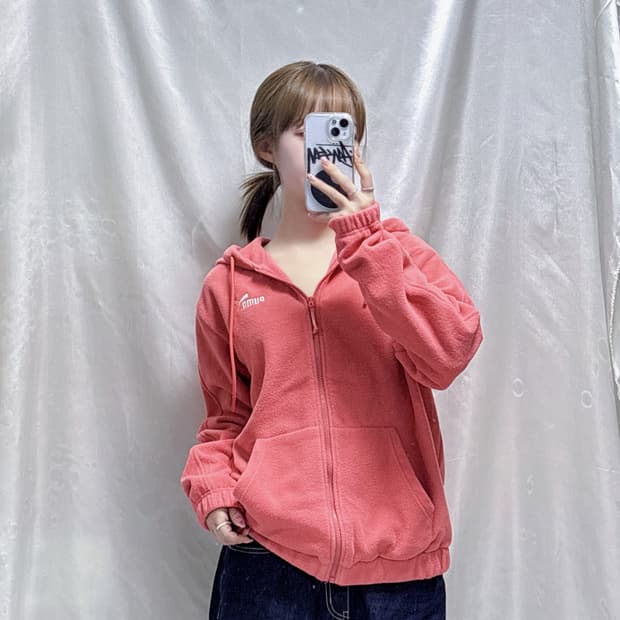 퓨마 베이비핑크 플리스 후디 집업 