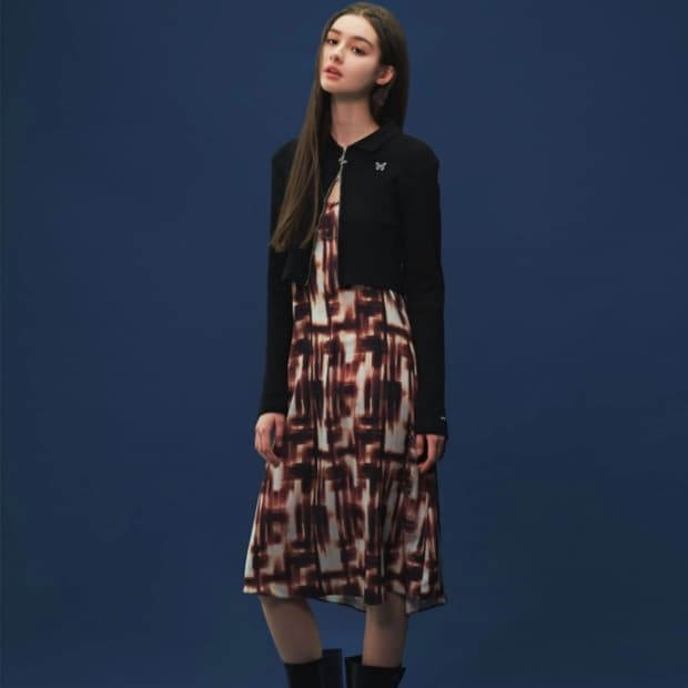 네스티 팬시클럽 빌로우 롱 원피스 (브릭레드)