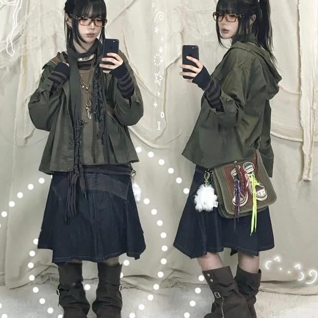 KIRU키루  빈티지 세트(그런지,모리,페어리,도쿄,초코,카키,야상세트)