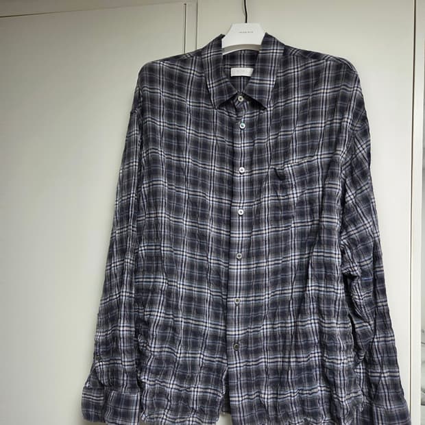 모마디자인 크링클 체크셔츠 네이비 50