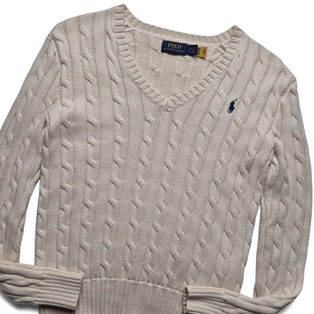[XS] 폴로 랄프로렌 V넥 케이블 니트