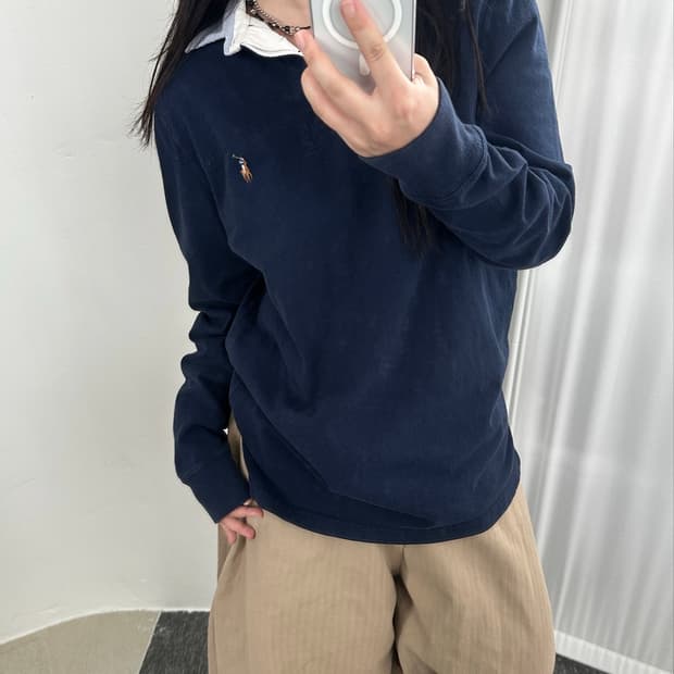폴로 랄프로렌 커스텀핏 배색 멀티포니 럭비 카라티