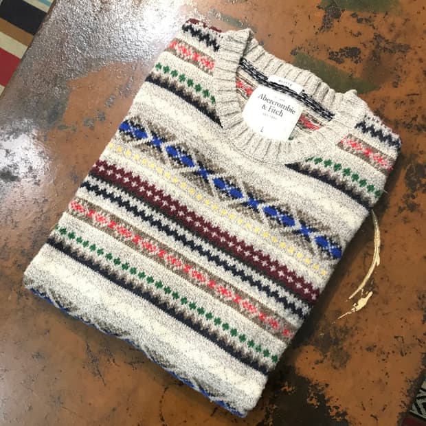 아베크롬비 페어아일 패턴 코튼 혼방 니트 남성 102 105 여성 프리