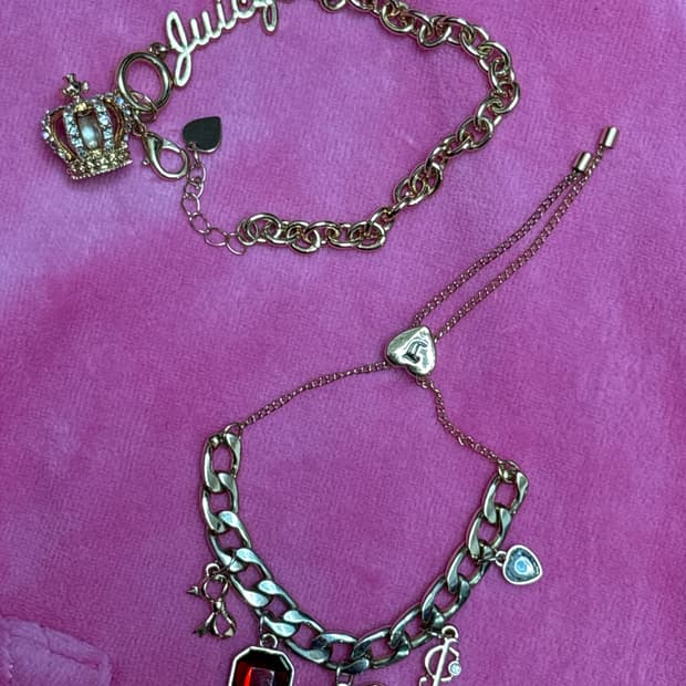 쥬시 꾸뛰르 금색 체인 팔찌 2개 세트 (새상품)