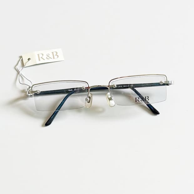 R&B EYEWEAR 반무테 스퀘어 실버 메탈 빈티지 안경