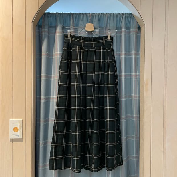 일본빈티지 체크 롱스커트
