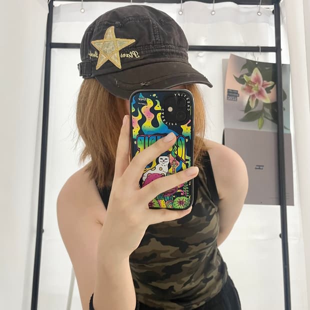브라운 스타 패치 버튼 헌팅캡