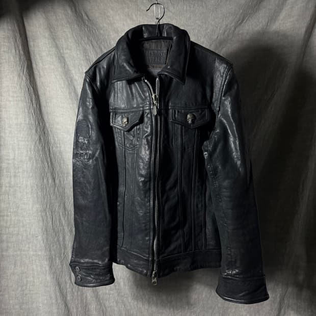 JACKROSE “TFOA” Skull Leather Trucker Ja