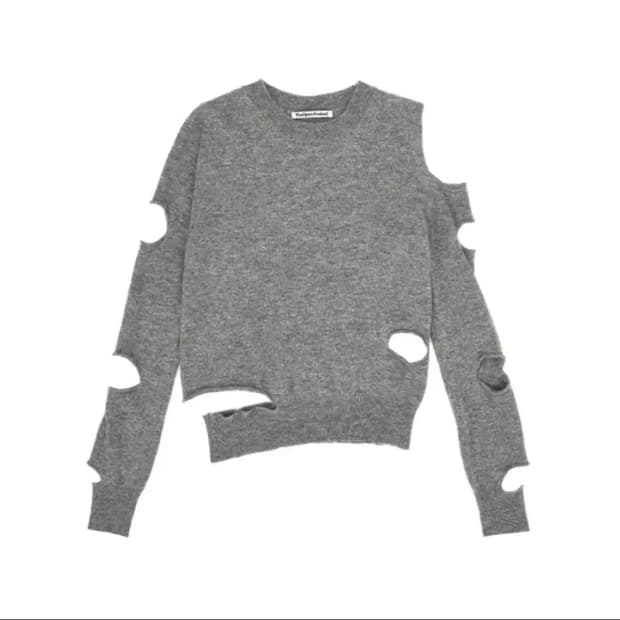 더오픈프로덕트 컷아웃 니트 그레이