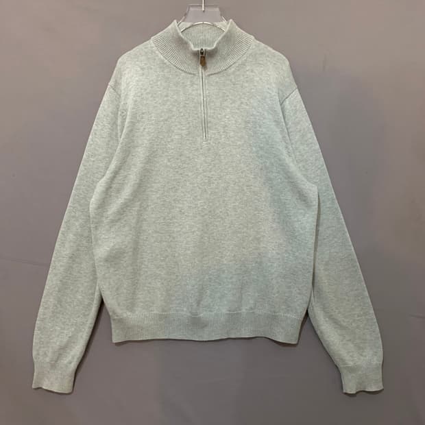 L 브룩스브라더스 수피마 하프 쿼터 반집업 니트